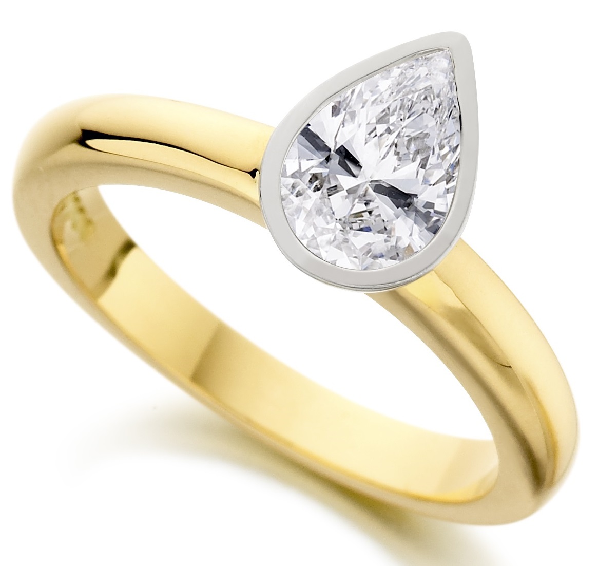 Pear Shape Rub Over Yellow Gold Engagement Ring ICD2852YG Main Image